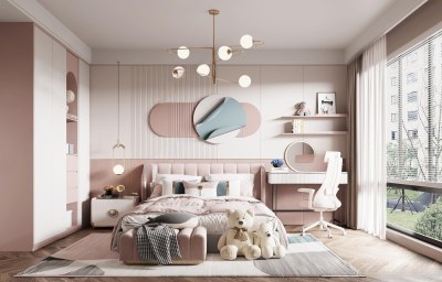 现代女孩儿童房3D模型下载